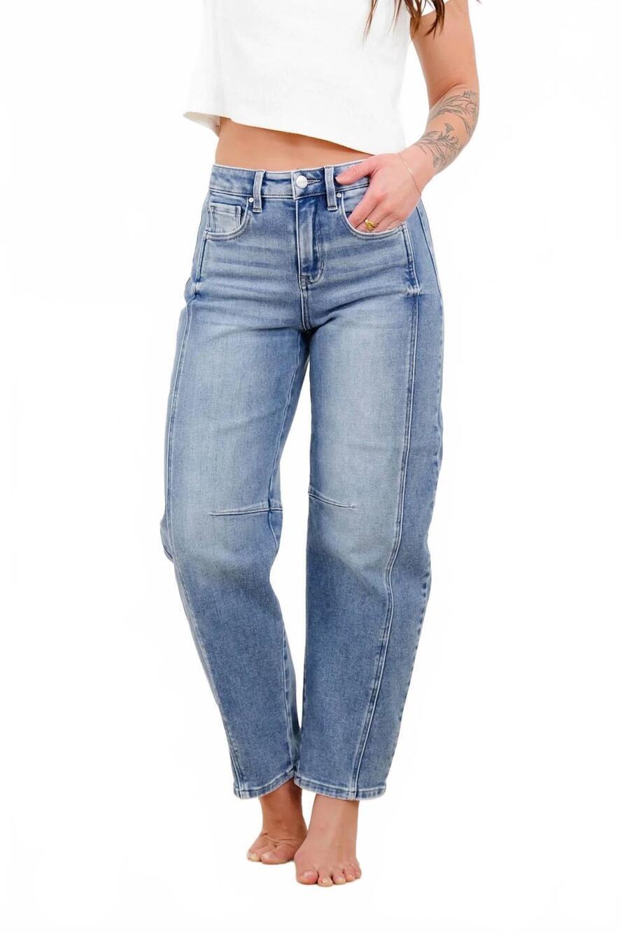 NEW RISEN midtown muse barrel jeans in medium wash
